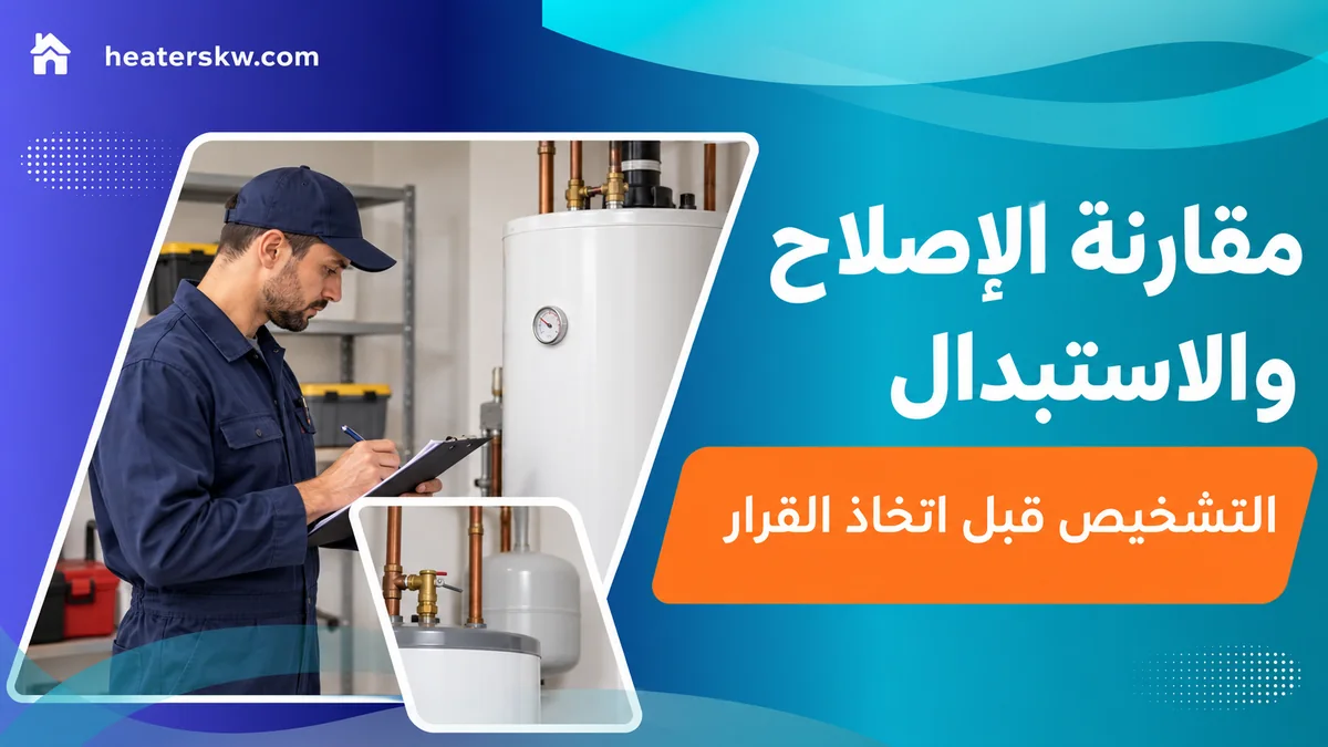 فني يراجع حالة السخان من الخارج مع سجل للفحص